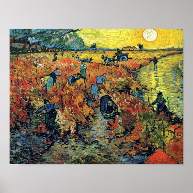 Poster Vincent Van Gogh - Vignoble Rouge À Arles Peinture (Devant)
