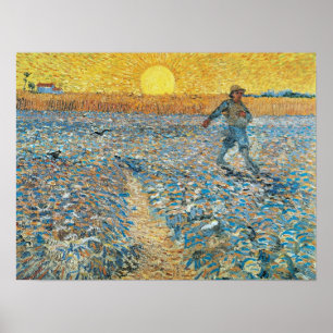 Poster Vincent Van Gogh Vintage Sower au coucher du solei