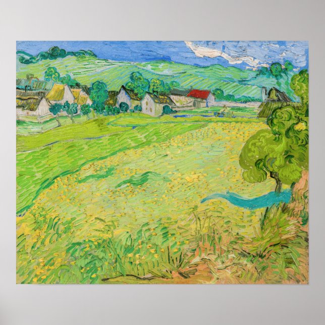 Poster Vincent van Gogh - Vue des Vessenots près d'Auvers (Devant)