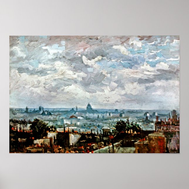 Poster Vincent Van Gogh - Vue Sur Les Toits De Paris (Devant)