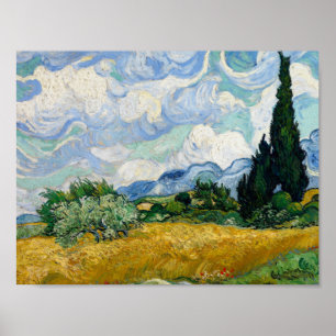 Poster Vincent van Gogh - Wheat Field with Cypresses