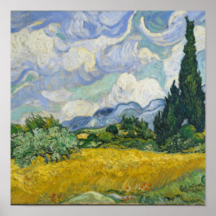 Poster Vincent Van Gogh Wheat Field with Cypresses