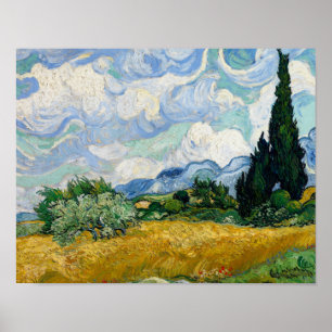 Poster Vincent van Gogh - Wheat Field with Cypresses