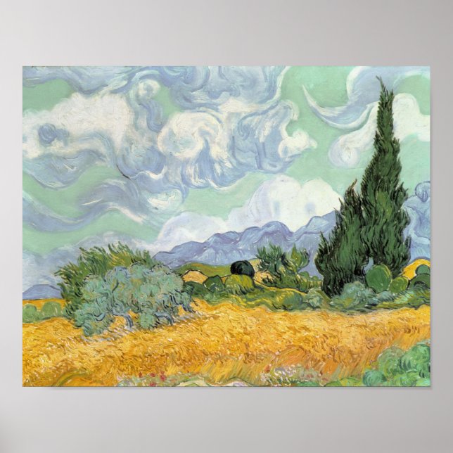 Poster Vincent van Gogh | Wheatfield avec Cyprès, 1889 (Devant)