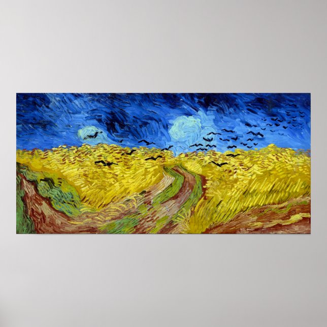 Poster Vincent van Gogh Wheatfield avec des corbeaux (Devant)