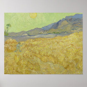 Poster Vincent van Gogh - Wheatfield avec une Faucheuse