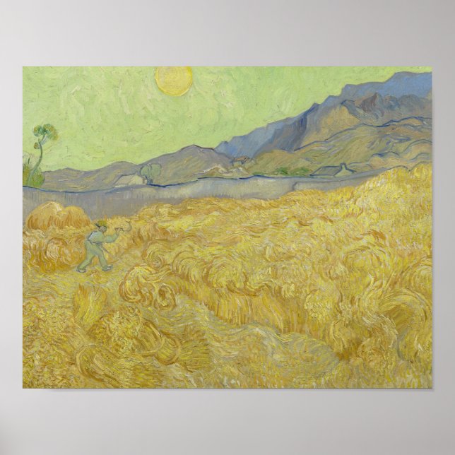 Poster Vincent van Gogh - Wheatfield avec une Faucheuse (Devant)