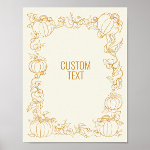 Poster Vine citrouille Automne Automne Hiver Thanksgiving