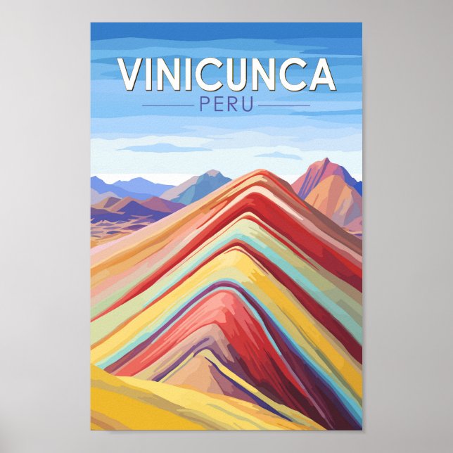 Poster Vinicunca Pérou Travel Art Vintage (Devant)