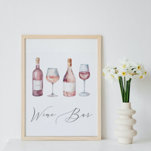Poster Vino aquarelle avant Vows Vine Bar Sign