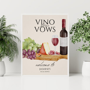 Poster Vino avant Vows Charcuterie Fête des mariées Bienv