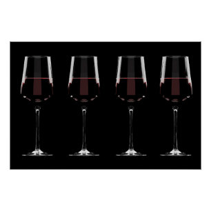 Poster Vins avec vin rouge sur noir
