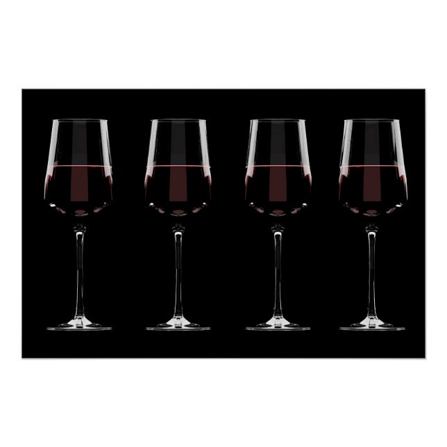 Poster Vins avec vin rouge sur noir (Devant)