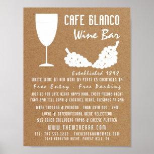Poster Vins & Raisins, Bar à Vins Rustique / Vin Publicit