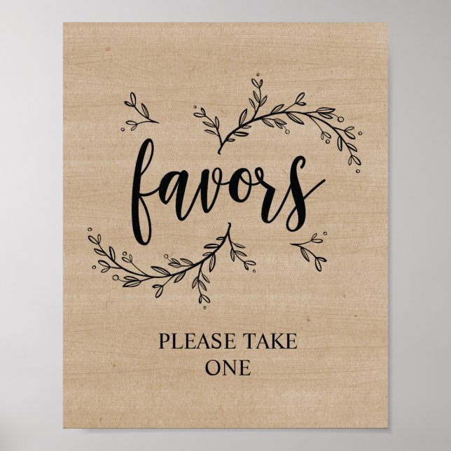 Poster Vins rustiques Mariage faveurs signe (Devant)