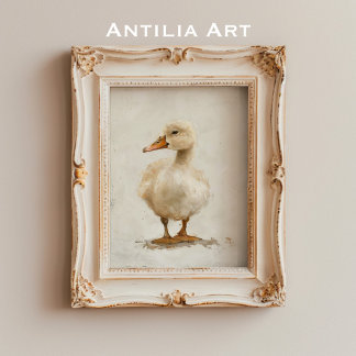 Poster Vintag Duckling Peinture Rustique Animal de ferme