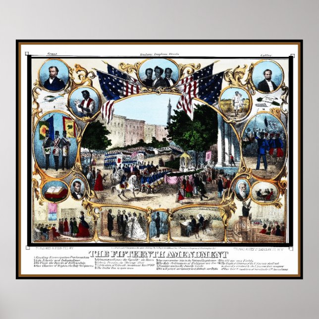 Poster Vintage 15th Amendment Celebration 1870 (Front)