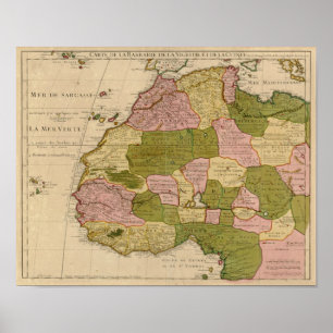 Poster Vintage 1707 North Africa Map