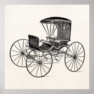 Poster Vintage 1800 s Carriage Horse-Drawn Antique Buggy