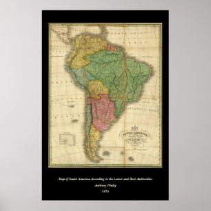 Poster Vintage 1826 South America Map by Anthony Finley