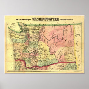 Poster Vintage 1878 Washington Territory Map