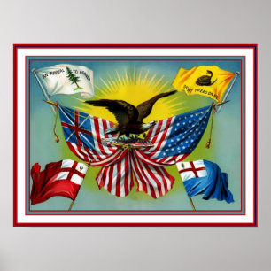 Poster Vintage 1885 History of US Flags