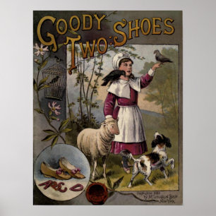Poster vintage 1888 Couverture du livre Goody-Two Chaussu