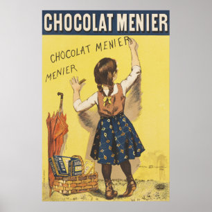 Poster Vintage 1892 Chocolat Menier Jeune Fille Française