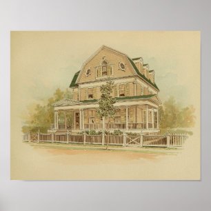 Poster Vintage 1895 Peinture de maison artistique couleur