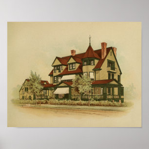 Poster Vintage 1895 Peinture de maison artistique couleur