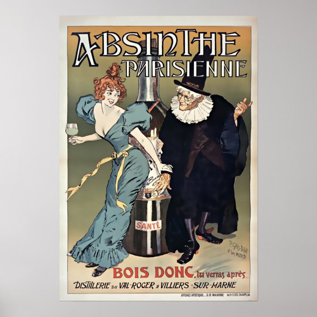 Poster Vintage 1896 Art nouveau Absinthe Parisienne (Devant)