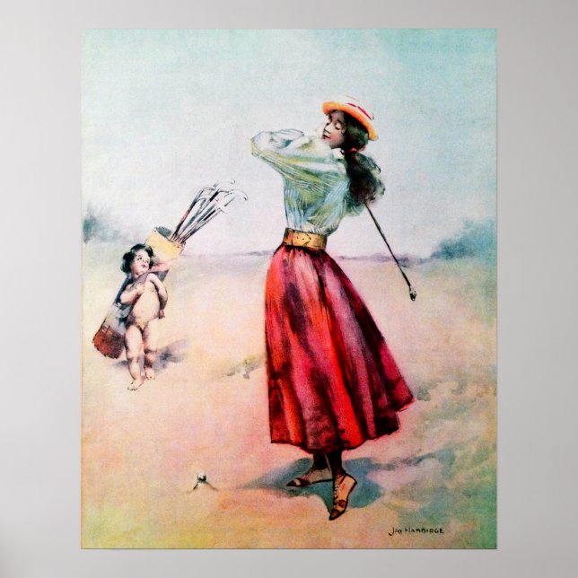 Poster Vintage 1896 Woman Golfer Print (Devant)
