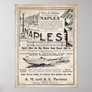 Poster Vintage 1906 Naples California Construction Imprim