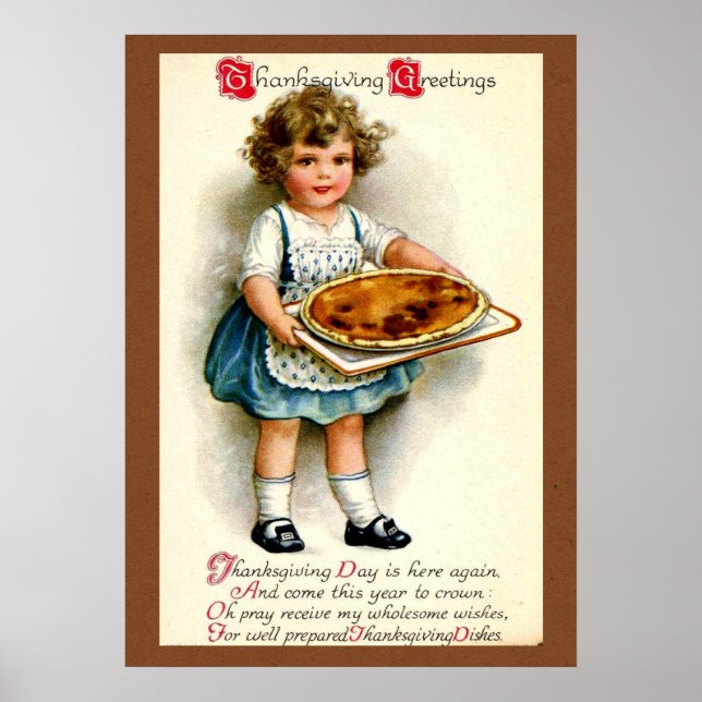 Poster Vintage, 1910, Salutations de Thanksgiving (Devant)