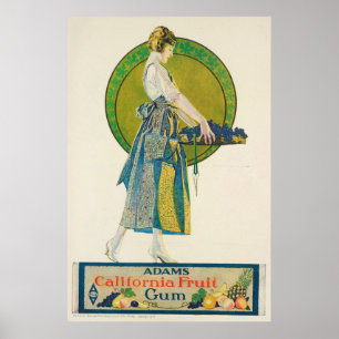 Poster Vintage 1920's Print Ad Adams Fruit Gum
