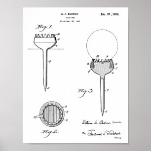 Poster Vintage 1926 Golf Ball Tee Design Brevet Art Impri
