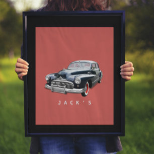 Poster Vintage 1940s Black Buick Custom