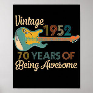 Poster Vintage 1952 Anniversaire Guitare Lovers 70e Anniv