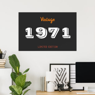 Poster Vintage 1971 édition limitée 50e cadeau d'annivers