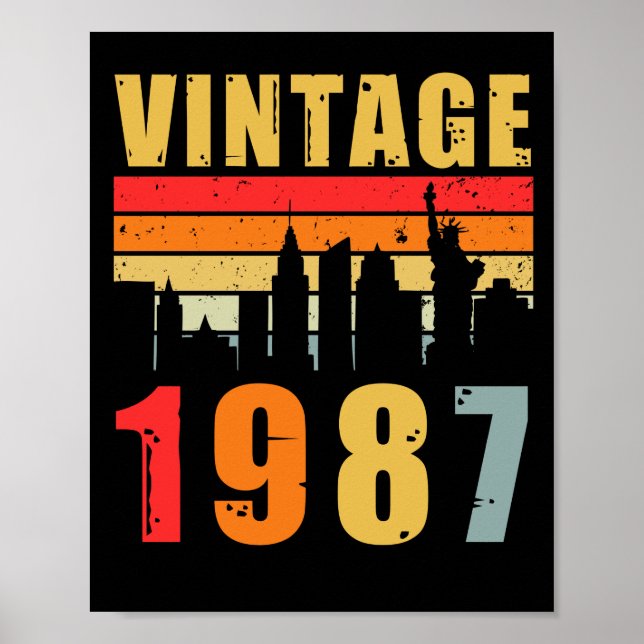 Poster Vintage 1987 Fait En 1987 (Devant)