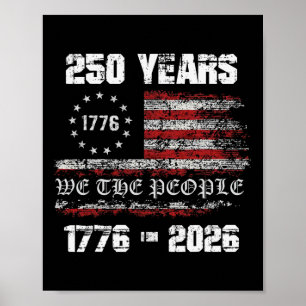 Poster Vintage 250 Ans 1776-2026 250e Anniversaire 4 Juil