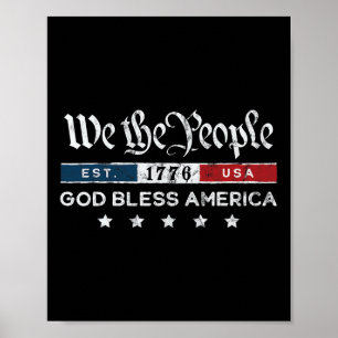 Poster Vintage 4 juillet - Nous le peuple Usa Dieu béniss