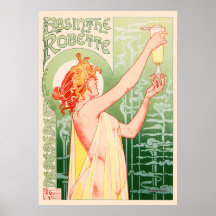 Vintage Absinthe Robette par Alphonse Mucha