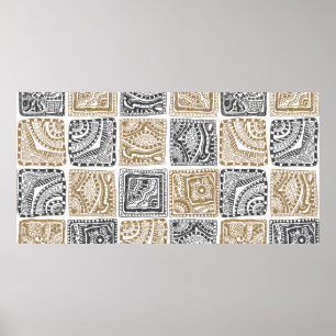 Poster vintage abstrait doodle motif sans couture. Noir