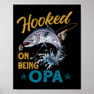 Poster Vintage accro à être Opa drôle de pêche pour la fê
