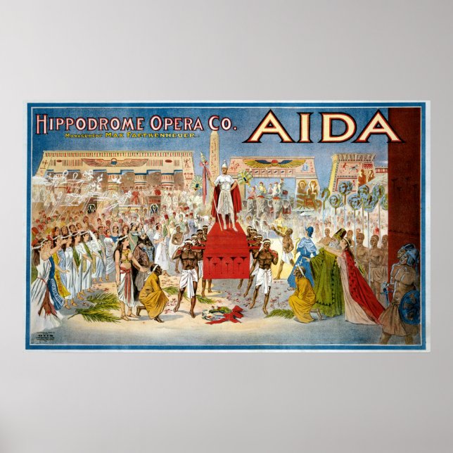 Poster Vintage Aida Hippodrome Opera Company (Devant)