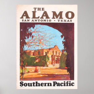 Poster Vintage Alamo San Antonio Texas Pacifique Sud