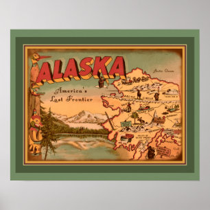 Poster Vintage Alaska "Perdu Frontière"