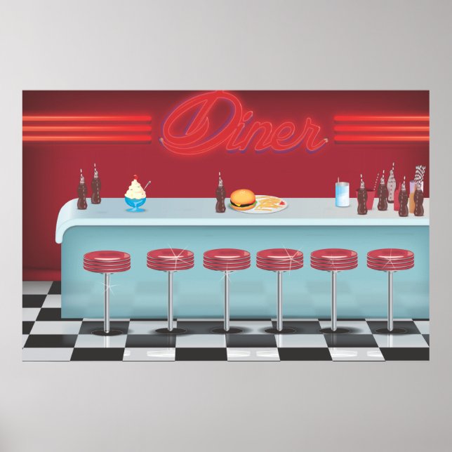 Poster Vintage All American Diner (Devant)