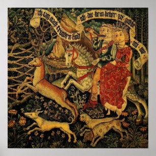 Poster Vintage Allemagne Moyen-Age Renaissance Love Chass